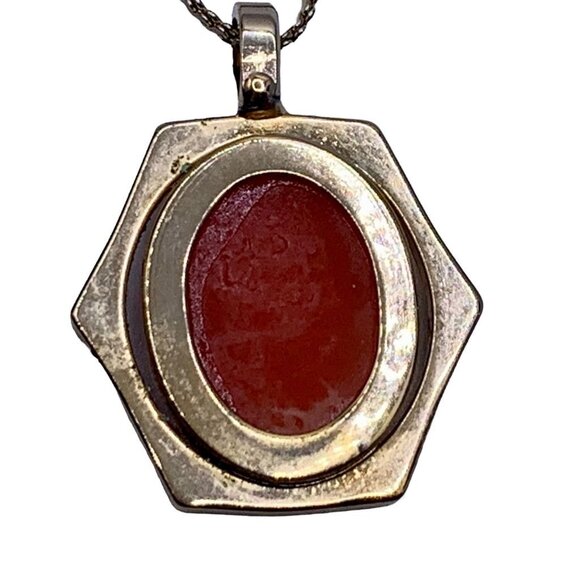 Vintage Necklace Pendant Faux Cameo Silver Tone S Chain Lady Profile Victorian - Picture 3 of 10